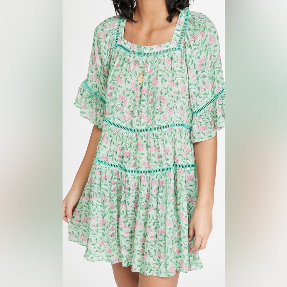Playa Lucila Floral Green and Pink Dress XS